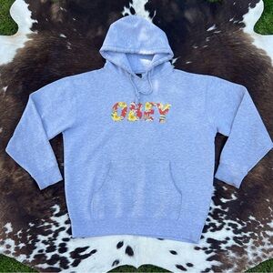 OBEY streetwear light grey triblend multicolor floral graphic unisex hoodie